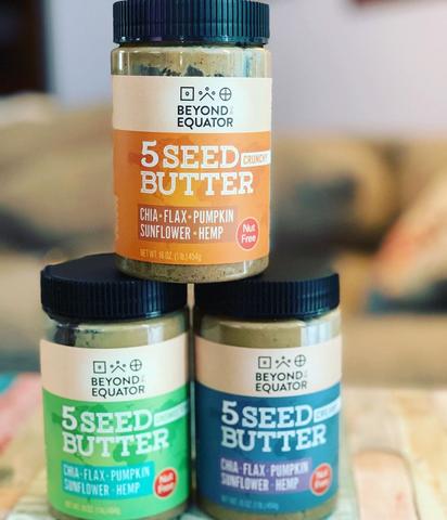 creamy crunchy unsweetened 5 seed butter stacked jars